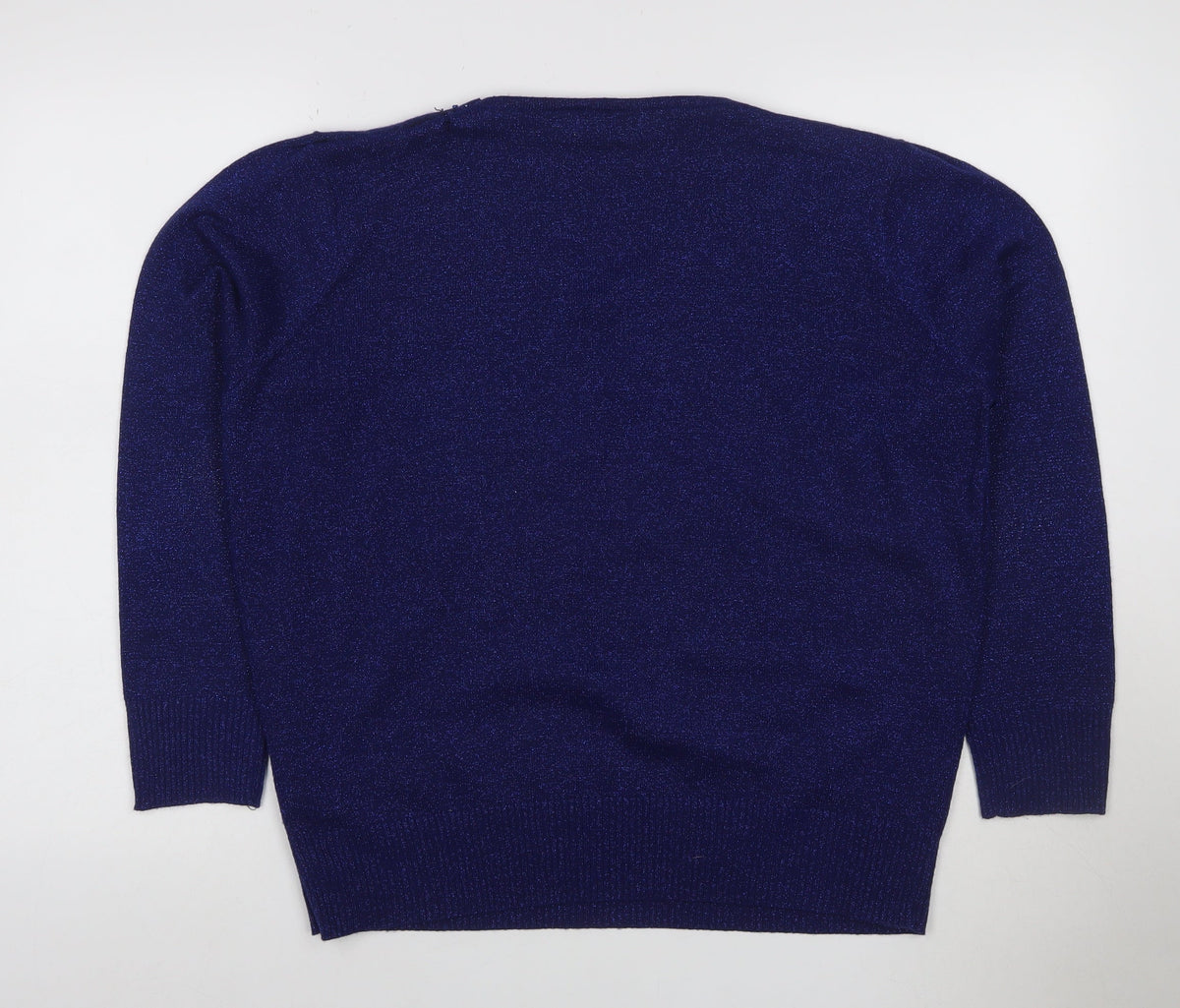 Bonmarché Women’s Blue L Sparkle Embellished V-Neck Knit Jumper