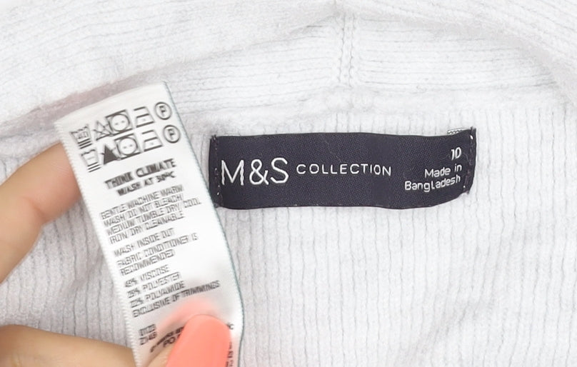 Marks & Spencer Women Grey UK 10 Long Knit Open Cardigan Pockets