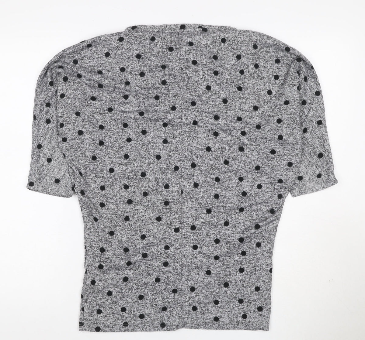 Back view of Dorothy Perkins Women Grey Black Polka Dot V-Neck Dolman Jumper UK 10