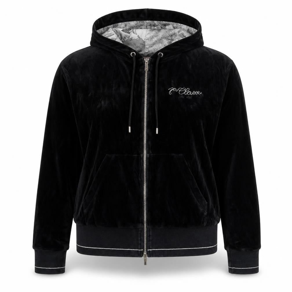 Alviero Martini 1A Classe Women’s Black XL Velour Full Zip Hoodie