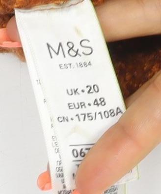 Marks and Spencer Women Brown UK 20 V-Neck Chunky Knit Jumper