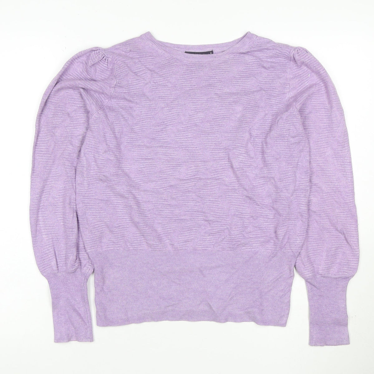 Marks & Spencer Women Purple M Lyocell Knit Puff Sleeve Jumper