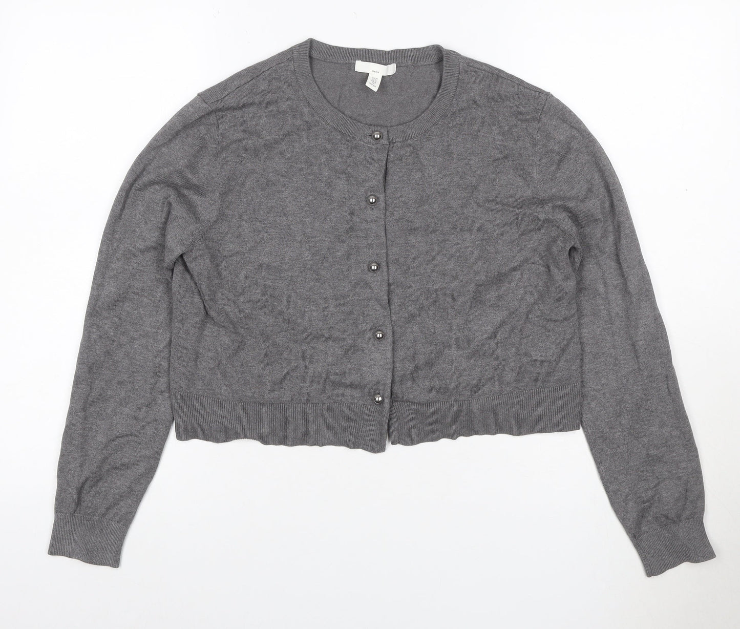 H&M MAMA Women Grey Maternity Cardigan UK 14 Knit Long Sleeve