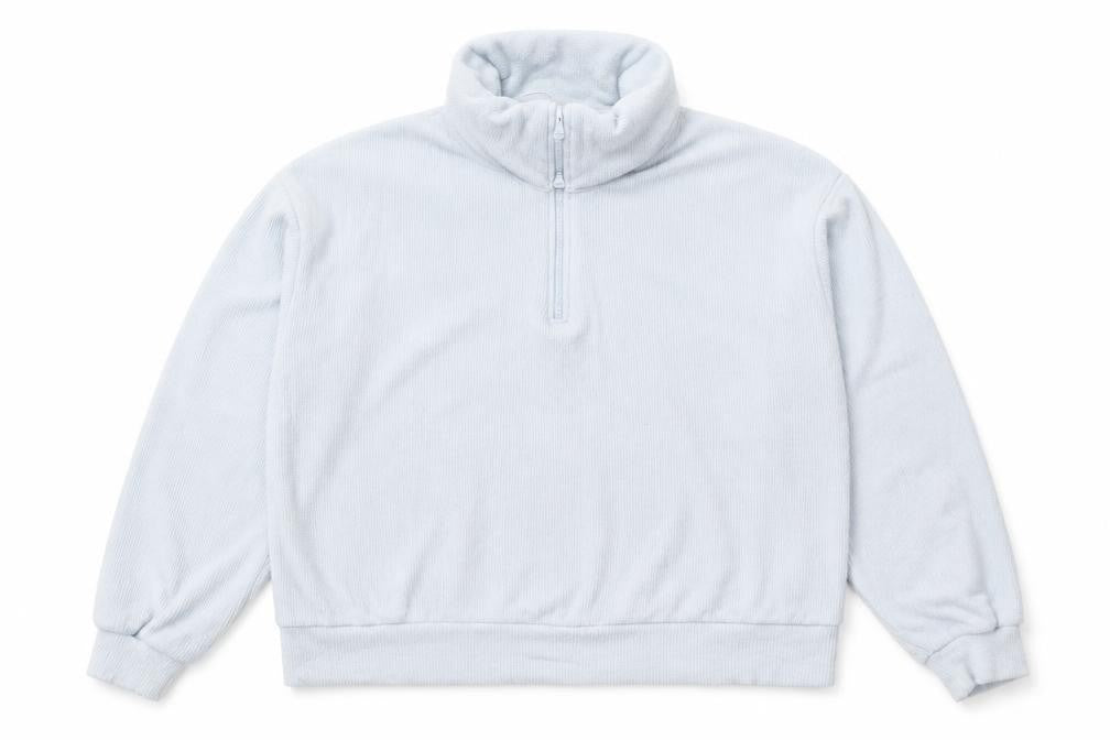 Bershka Women Blue M 1/4 Zip High Neck Knit Sweatshirt