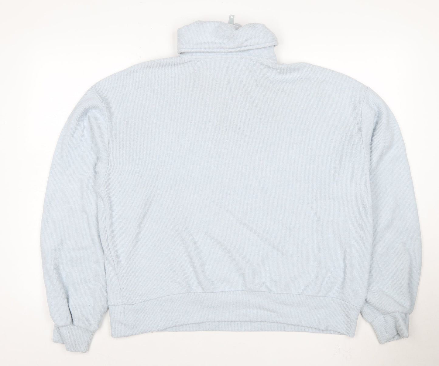 Bershka Women Blue M 1/4 Zip High Neck Knit Sweatshirt
