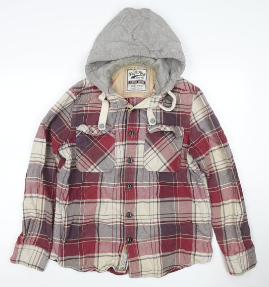 Drift King Men’s Red Plaid Hooded Cotton Jacket Size L