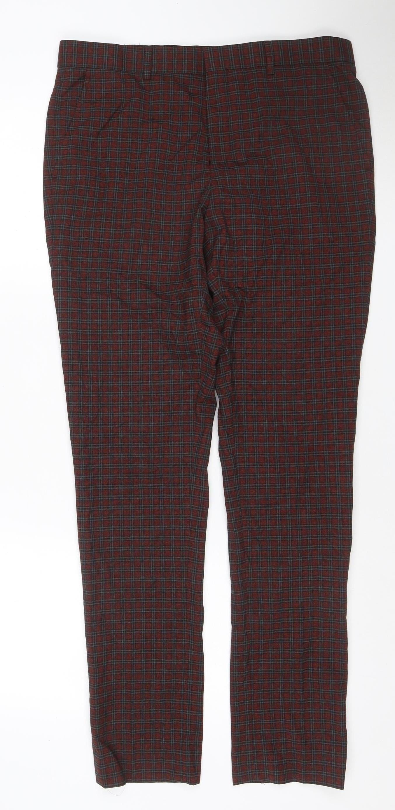 Villain Men’s Red Black Plaid Trousers Size 32R Straight Leg