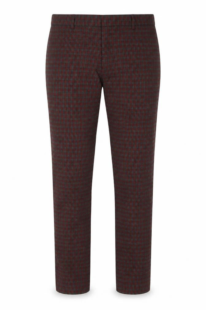 Villain Men’s Red Black Plaid Trousers Size 32R Straight Leg