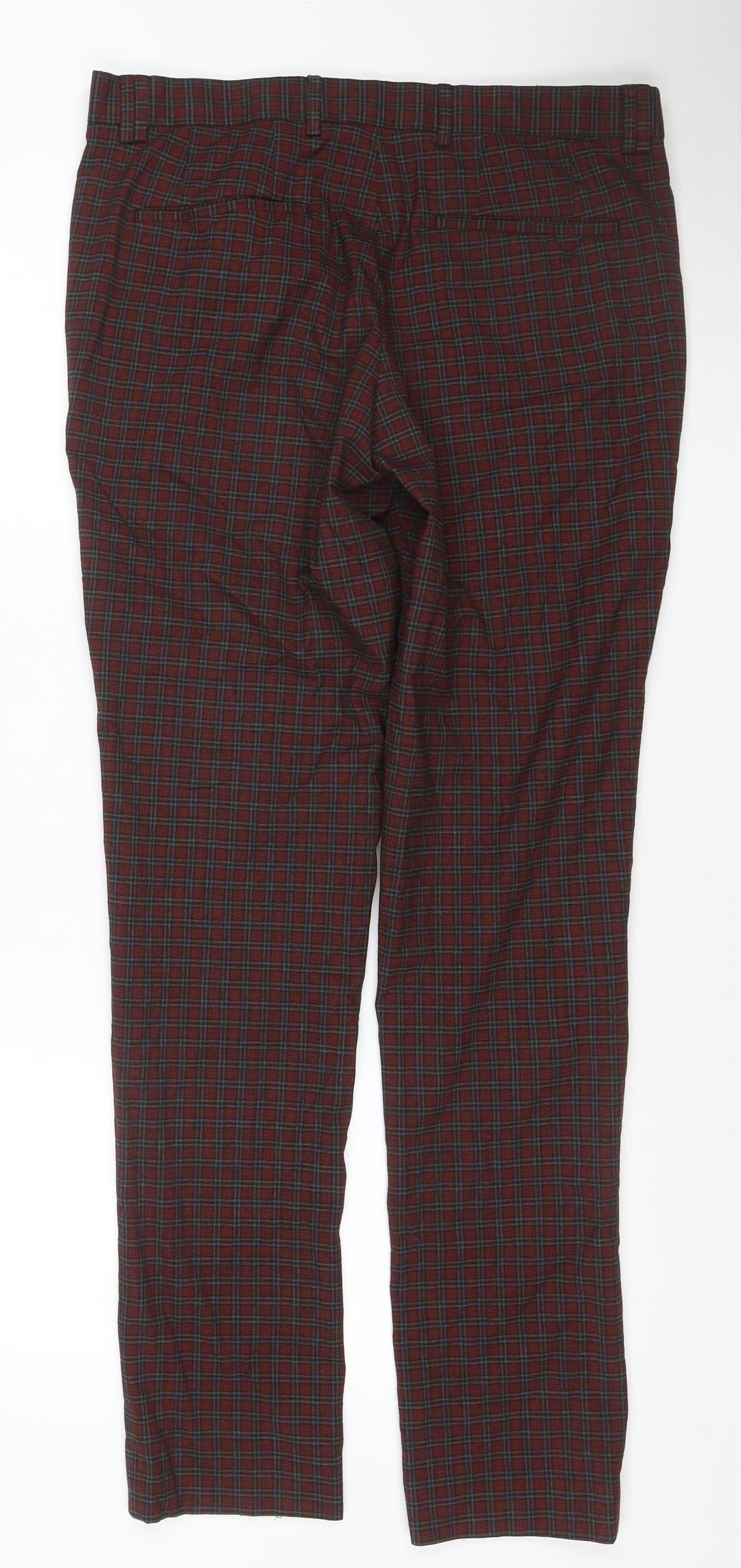 Villain Men’s Red Black Plaid Trousers Size 32R Straight Leg