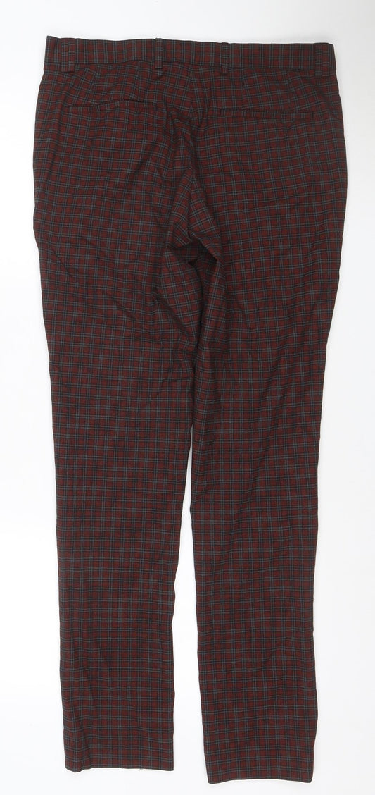 Villain Men’s Red Black Plaid Trousers Size 32R Straight Leg