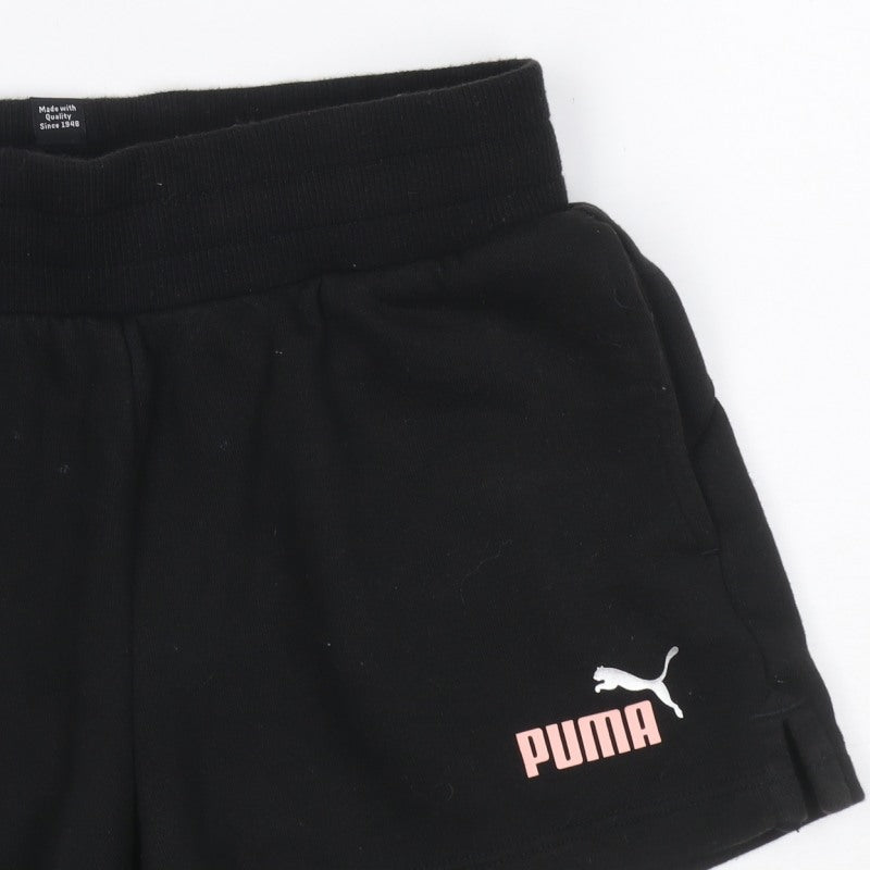 Additional view of Puma girls’ black pink logo athletic jersey shorts uk 10 years