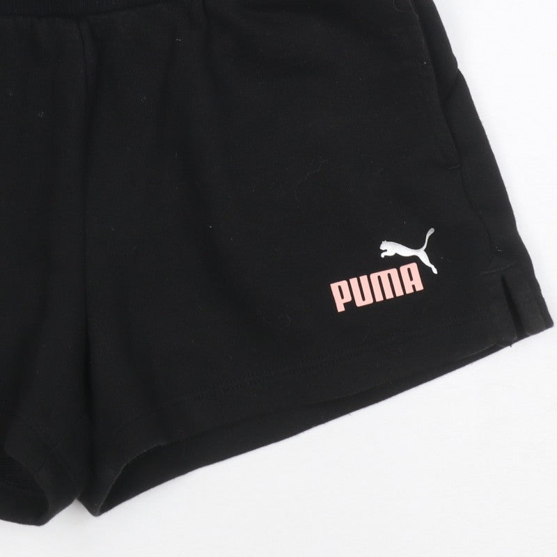 Additional view of Puma girls’ black pink logo athletic jersey shorts uk 10 years