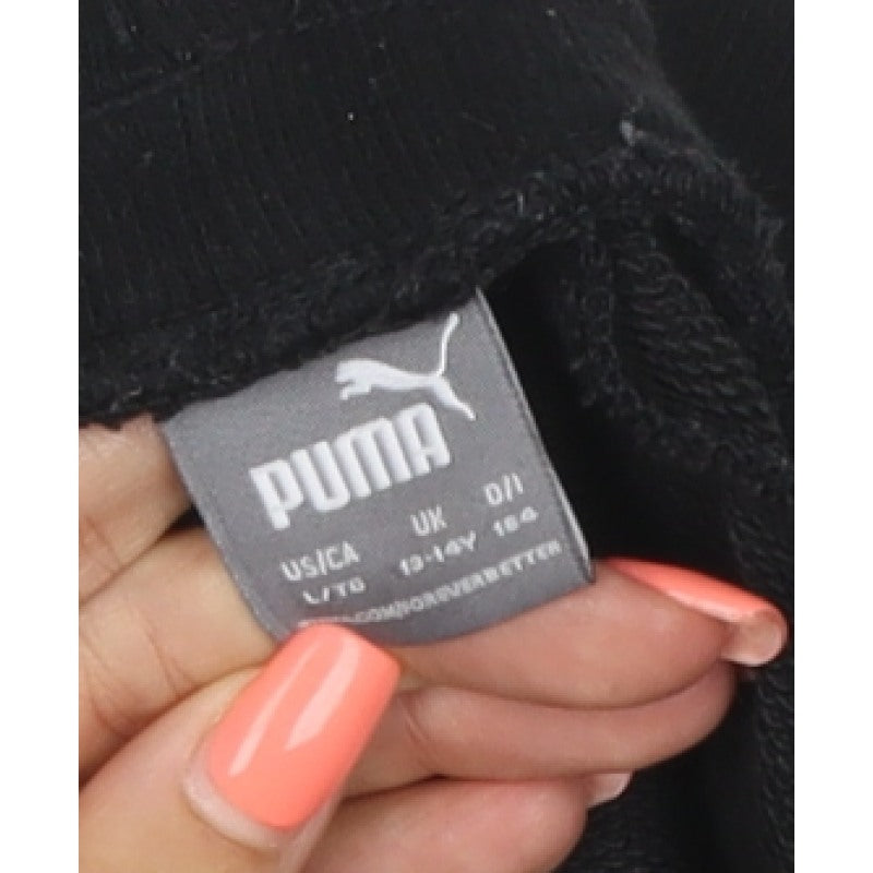 Additional view of Puma girls’ black pink logo athletic jersey shorts uk 10 years