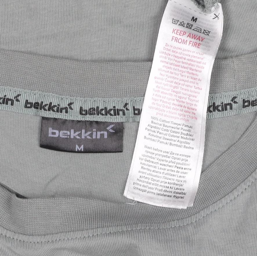 Bekkin Unisex Adults Grey M Basic Crew Neck Short Sleeve T-Shirt