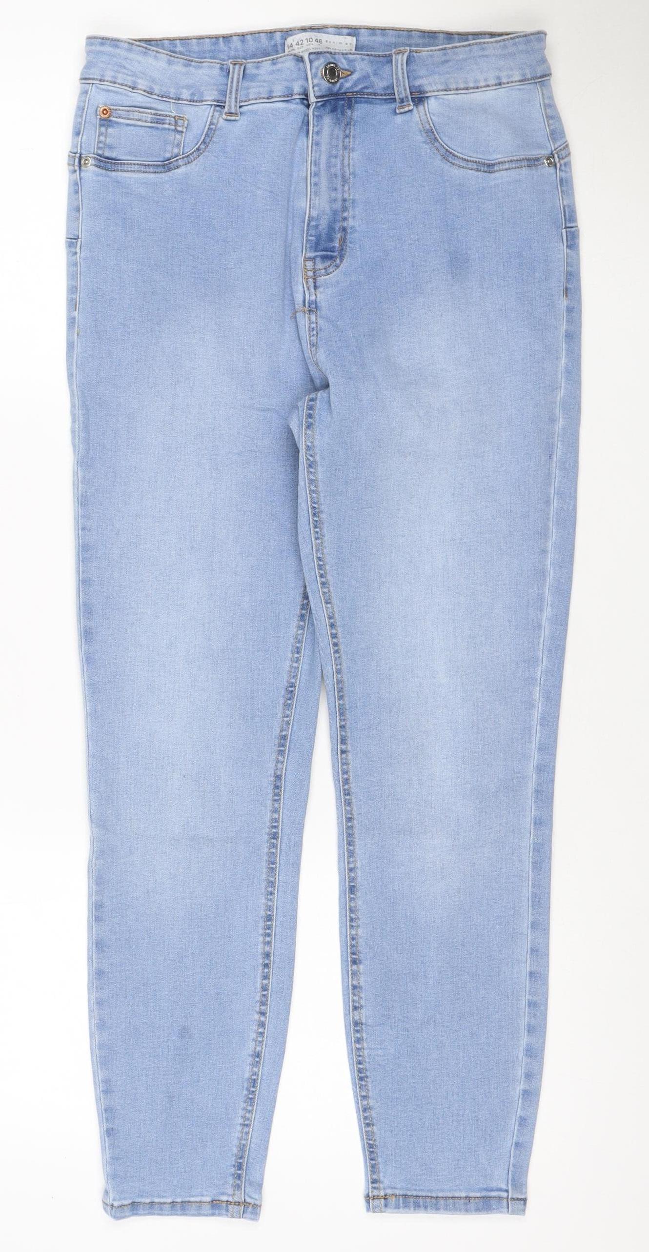 Denim Co Women Blue UK 14 High Rise Straight Stretch Jeans
