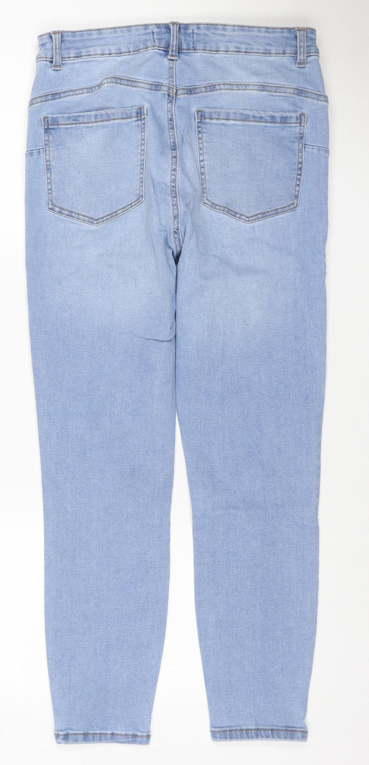 Denim Co Women Blue UK 14 High Rise Straight Stretch Jeans