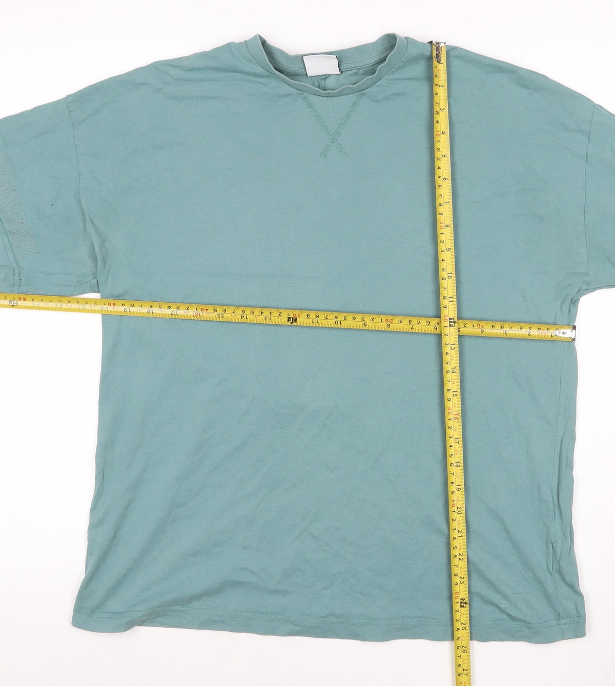 Brand and care label for Gymshark Men's Green, size S, Logo Sleeve Crew Neck Short Sleeve T-Shirt