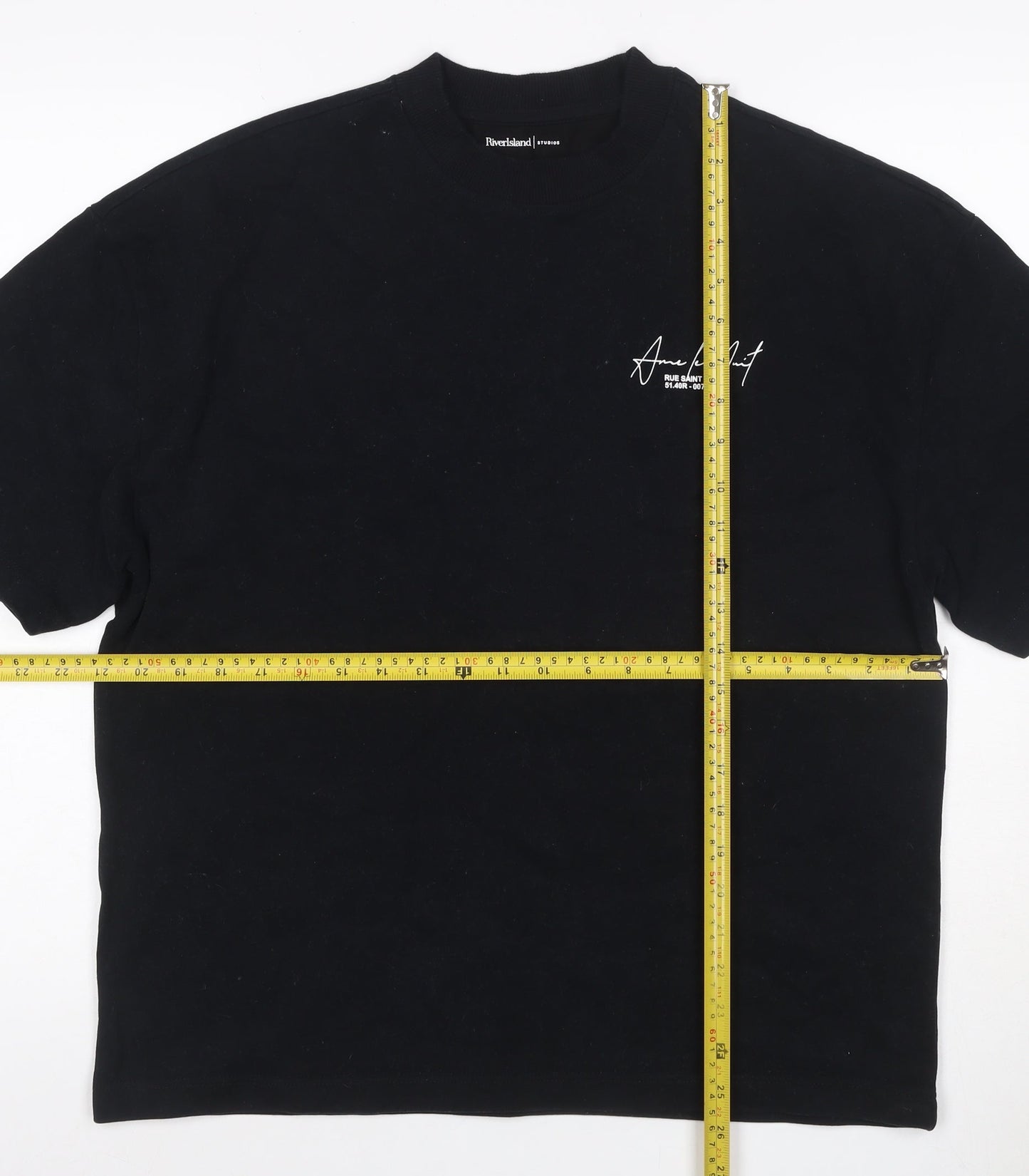 River Island Men Black S Paris Graphic Print Crew Neck T-Shirt