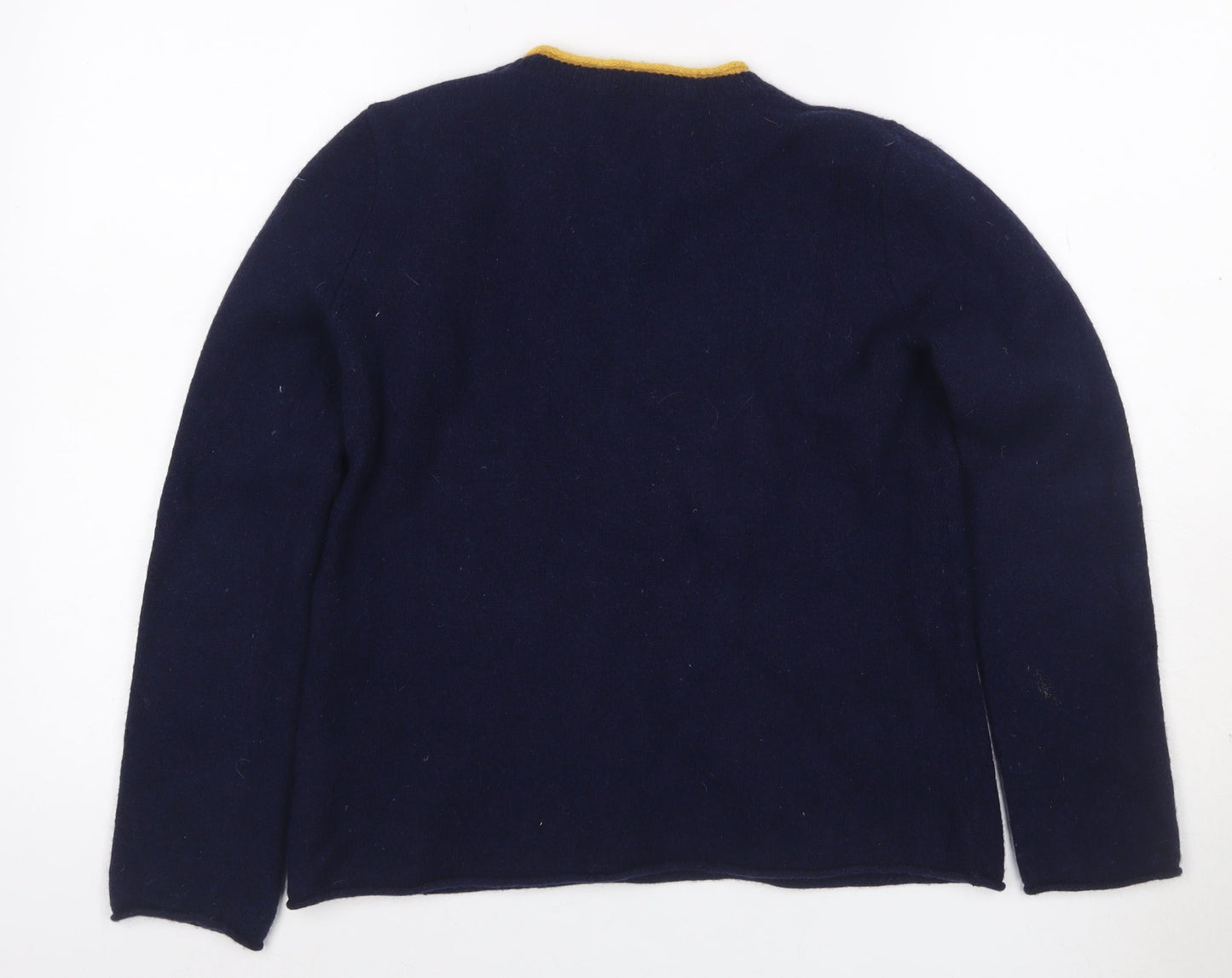 Heyton Women’s Blue Multicolour Size 12 Lambswool Slogan Jumper
