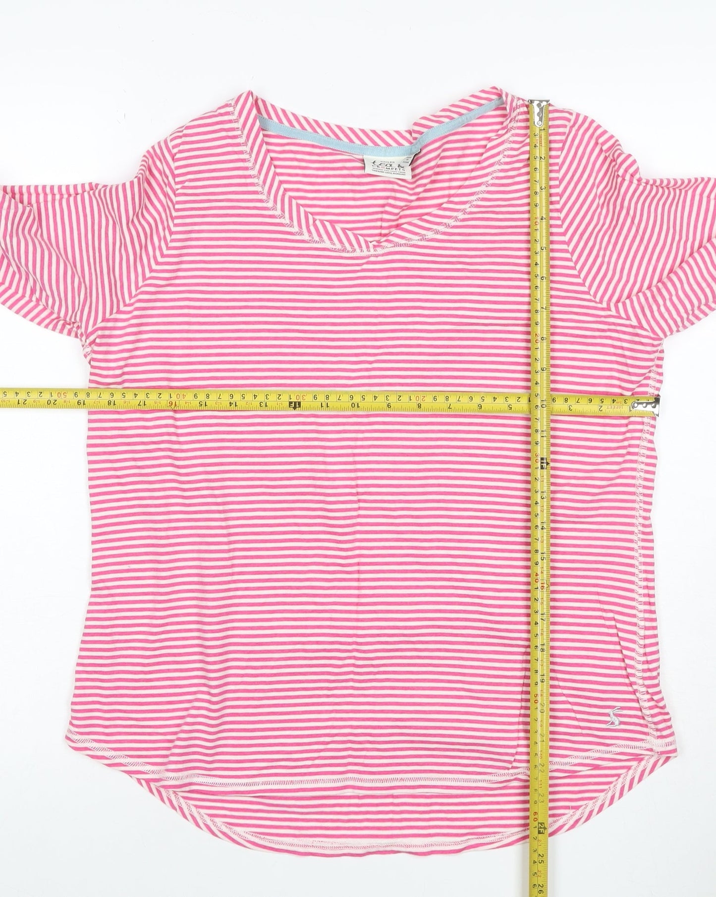 Joules Women’s Pink Striped Cotton Jersey V-Neck Tunic Top UK 14