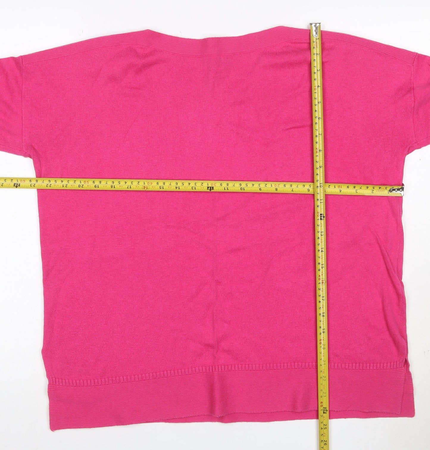 Joules Women Pink UK 14 Viscose Blend 3/4 Sleeve Knit Cardigan