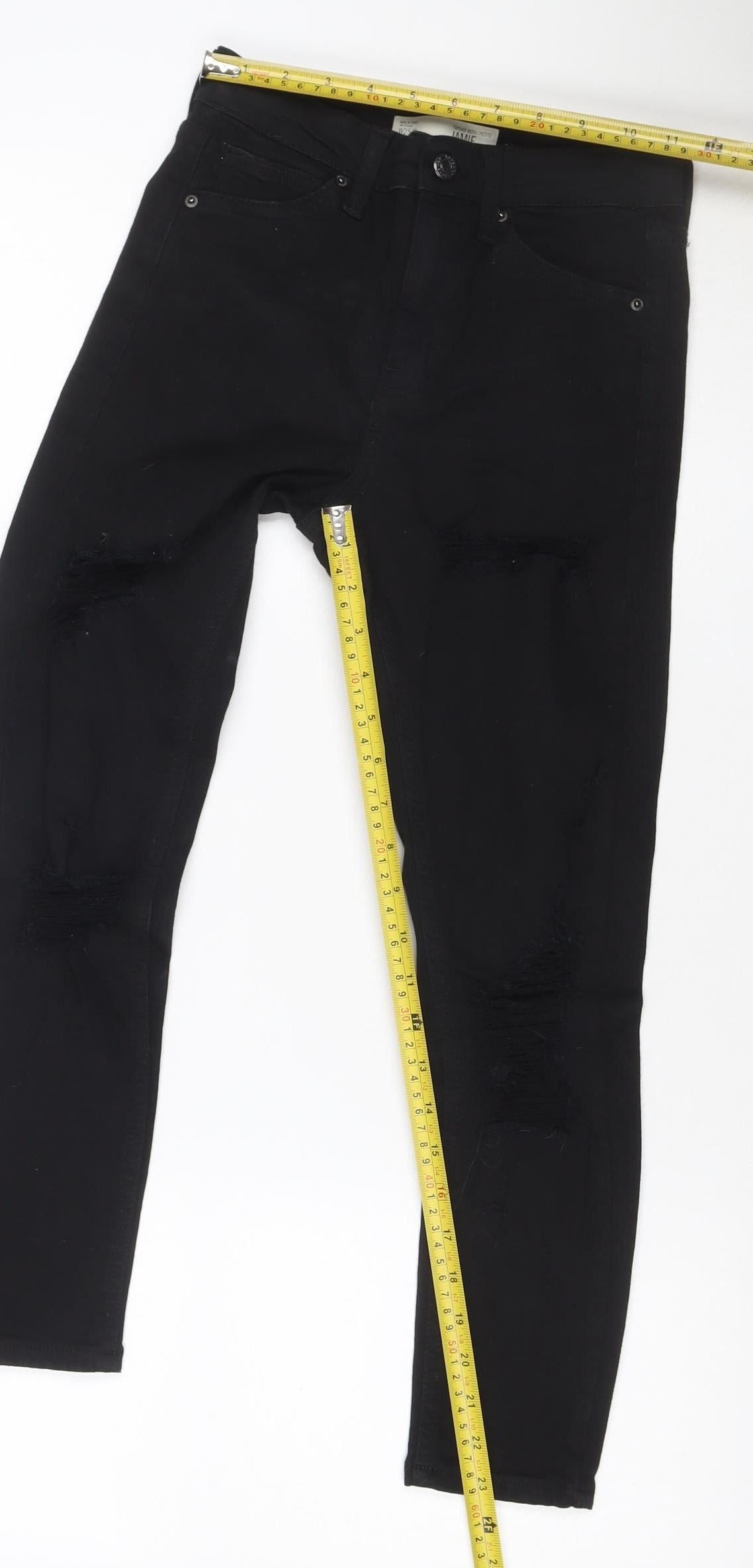 Topshop Jamie Women’s Black UK 6 Petite High Rise Distressed Skinny Jeans