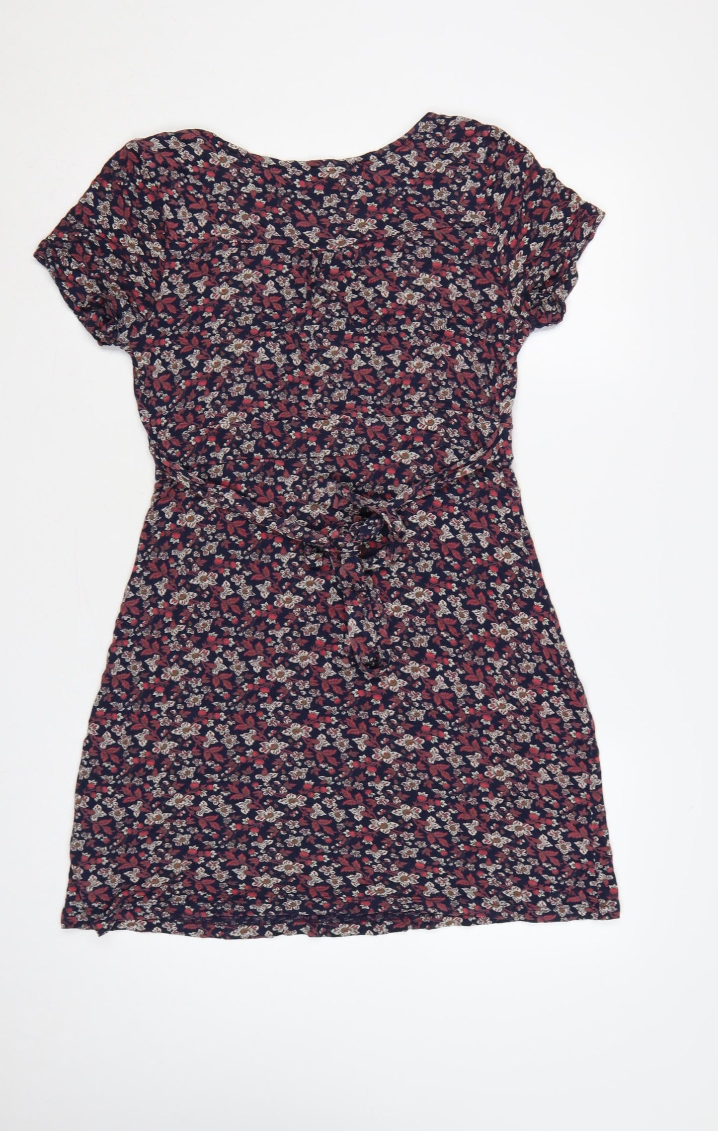 Fat Face Women Blue Floral Fit & Flare Short Sleeve Dress UK 14