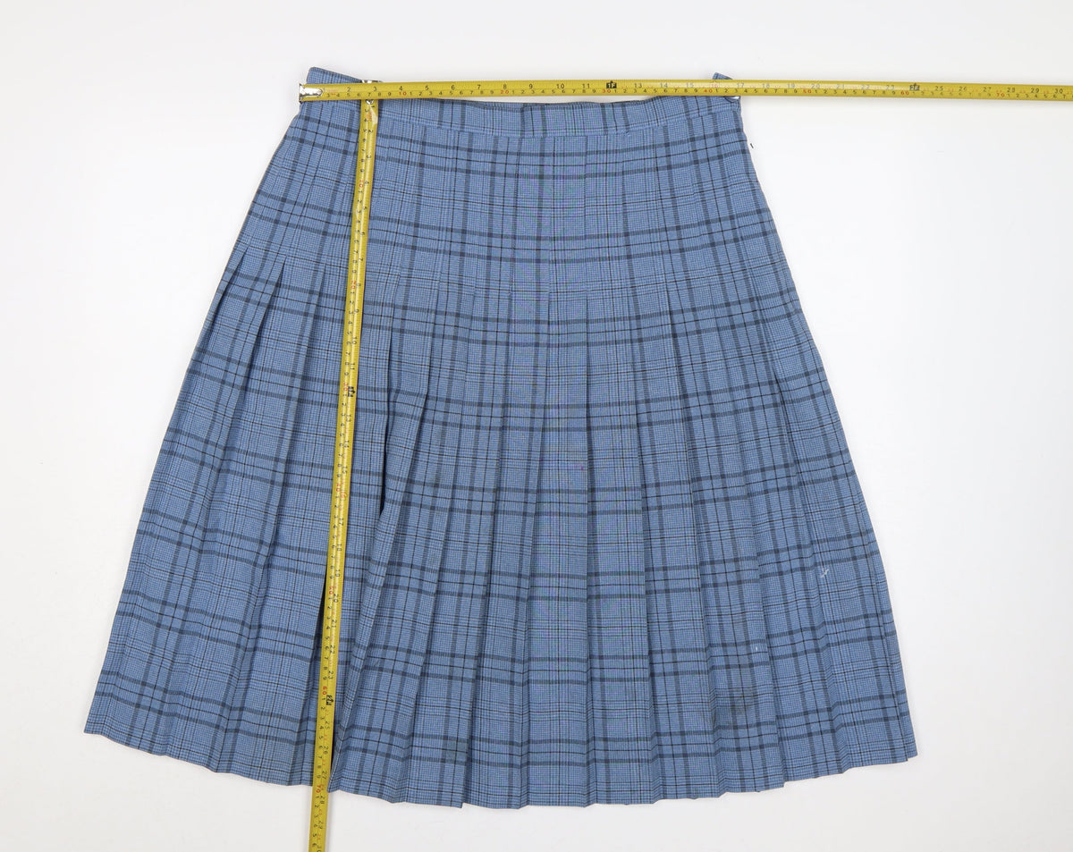 Honor Milburn EWM Women Blue Plaid Pleated Knee Length Skirt UK 16