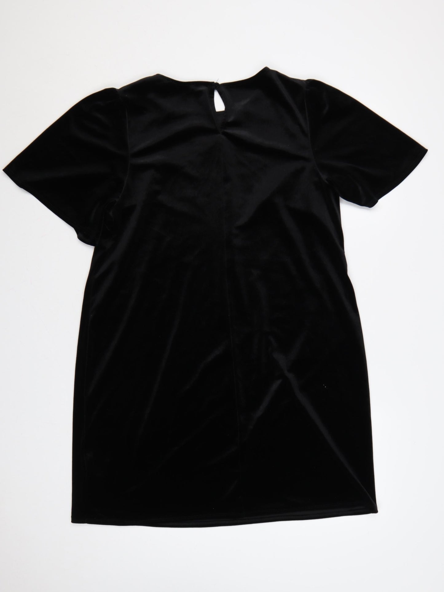Dorothy Perkins Women Black UK 16 Velvet Shift Dress Flutter Sleeve