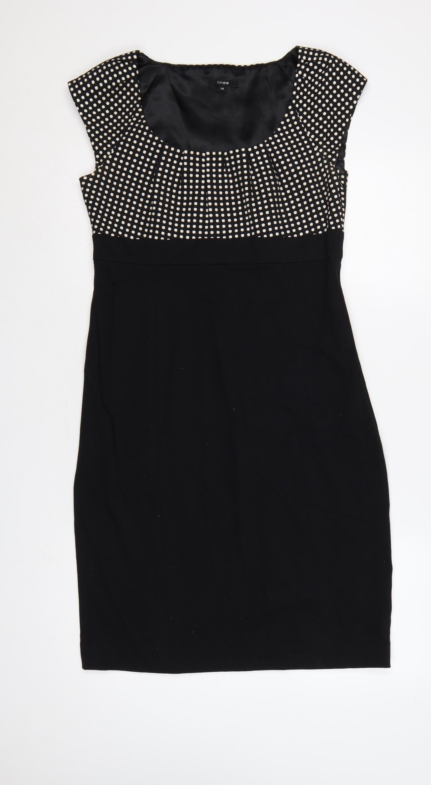 Linea Women’s Black Polka Dot Jacquard Sheath Dress UK 12