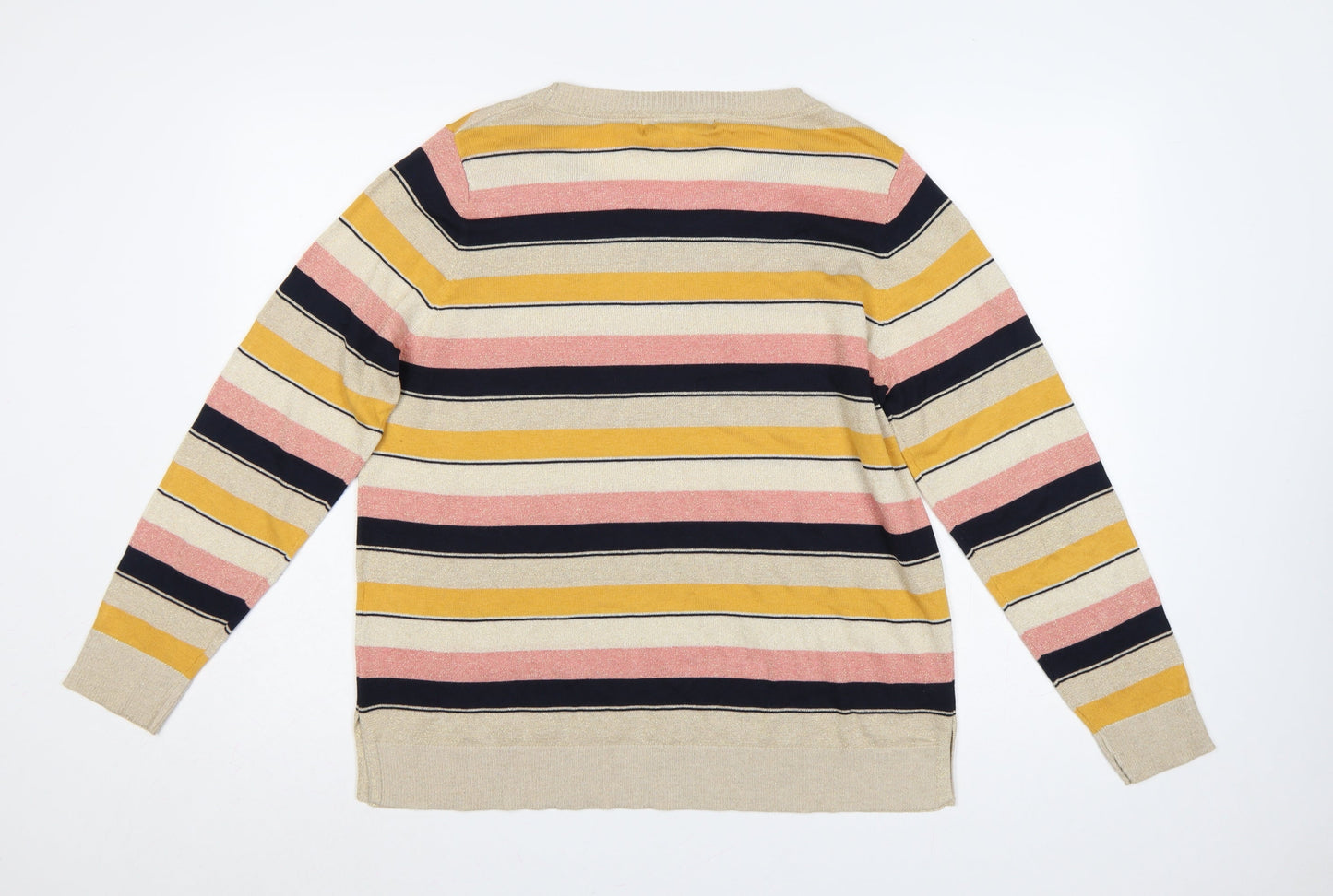 Next Women Multicoloured UK 16 Striped Crew Neck Knit Glitter Jumper