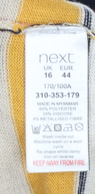 Next Women Multicoloured UK 16 Striped Crew Neck Knit Glitter Jumper