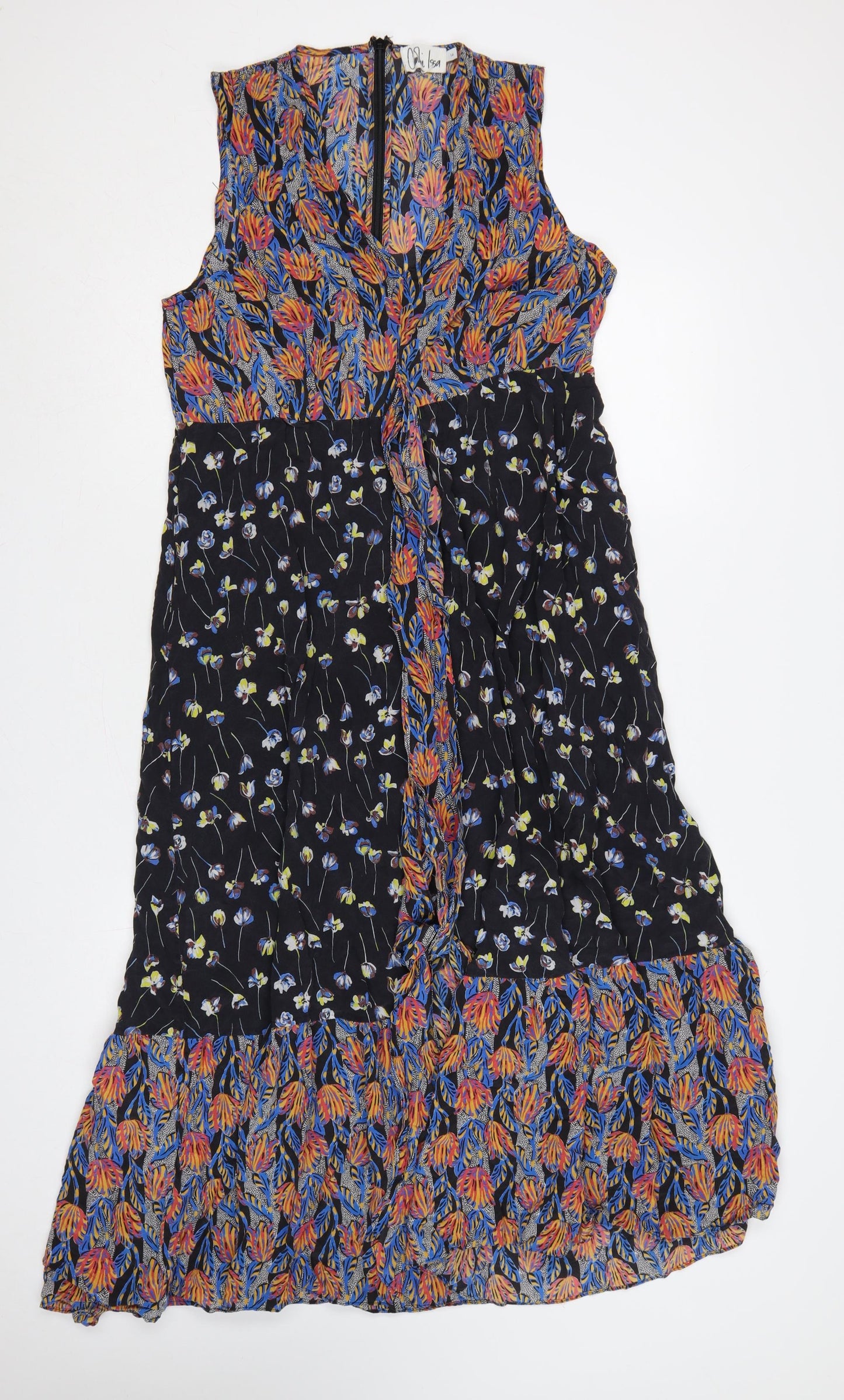 Camilla Issa Women Multicoloured UK 14 Silk Floral Maxi Dress
