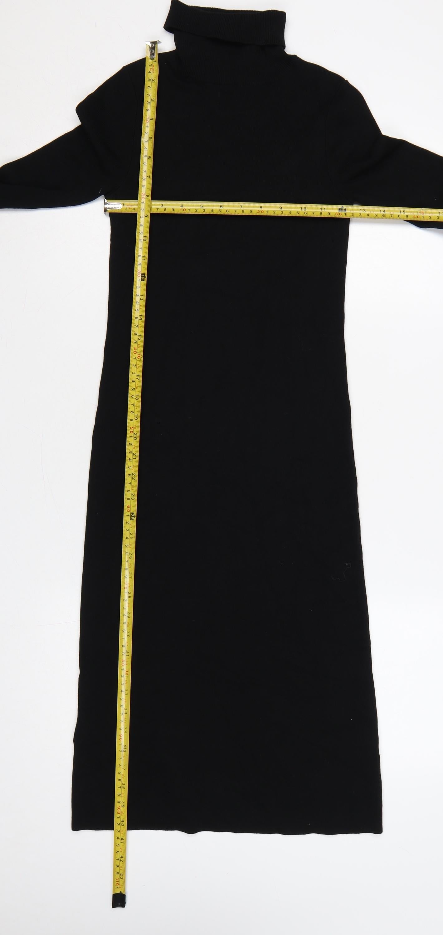 SOSANDAR Women Black Size 8 Long Roll Neck Knit Jumper Dress