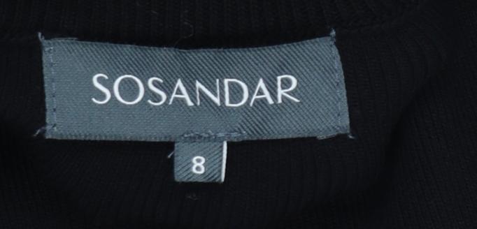 SOSANDAR Women Black Size 8 Long Roll Neck Knit Jumper Dress