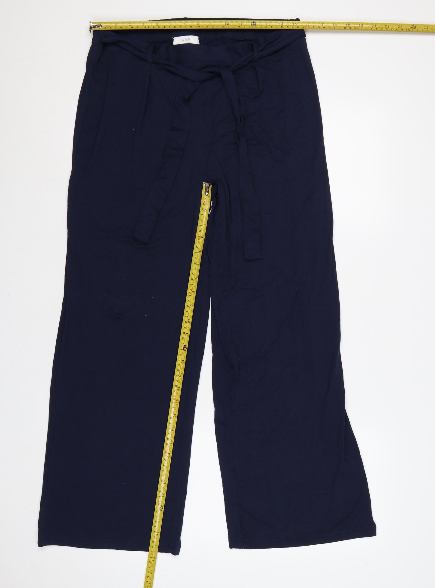Wallis Women’s Navy Blue UK 14 Wide-Leg Belted Trousers