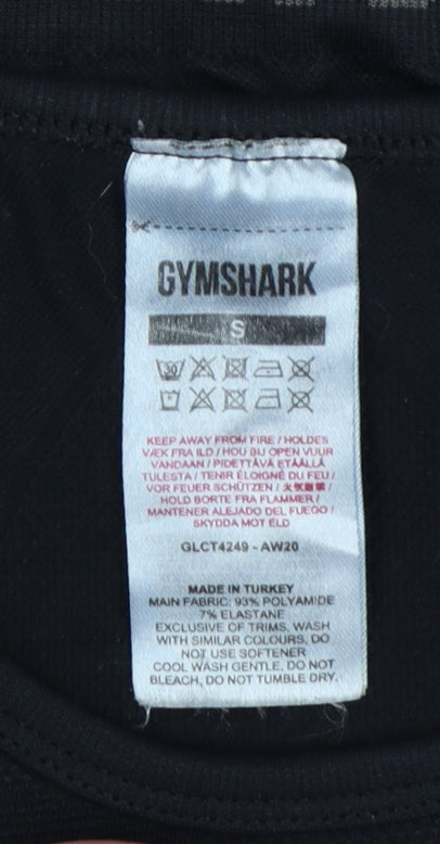 Gymshark Women Black S Cropped Long Sleeve Athletic Gym Top