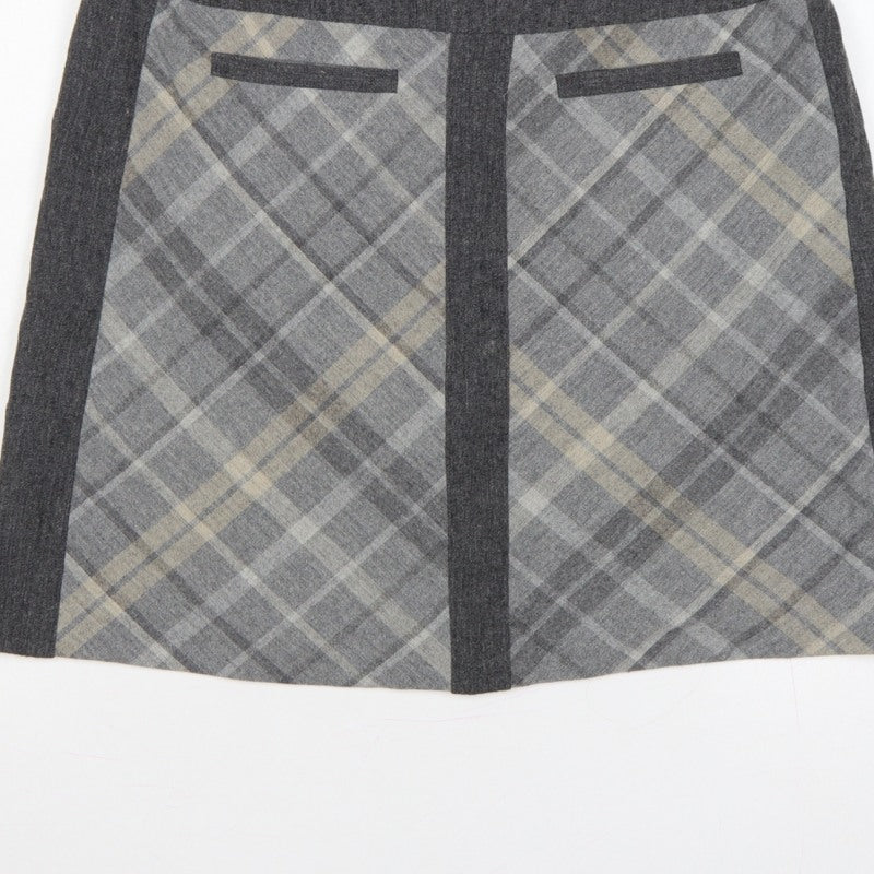 Autograph Women’s Grey Plaid Straight Pencil Skirt UK 12 Short