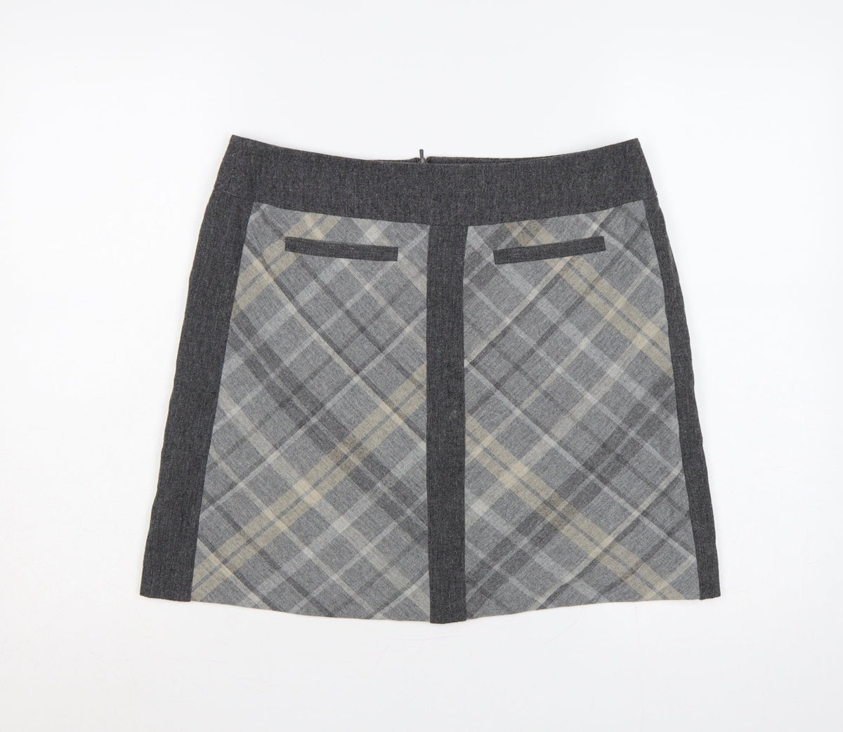 Autograph Women’s Grey Plaid Straight Pencil Skirt UK 12 Short