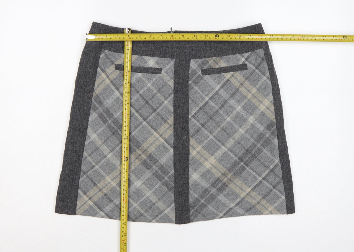 Autograph Women’s Grey Plaid Straight Pencil Skirt UK 12 Short