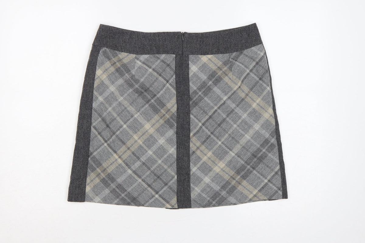 Autograph Women’s Grey Plaid Straight Pencil Skirt UK 12 Short