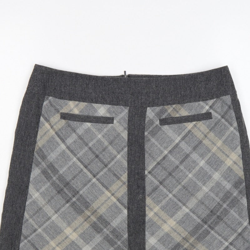 Autograph Women’s Grey Plaid Straight Pencil Skirt UK 12 Short