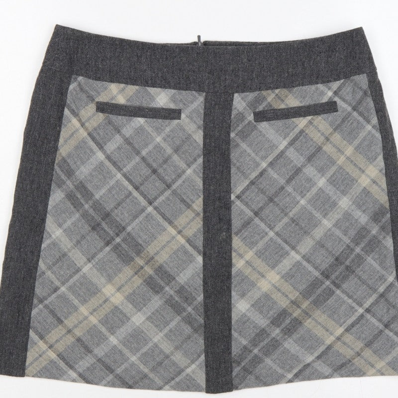 Autograph Women’s Grey Plaid Straight Pencil Skirt UK 12 Short