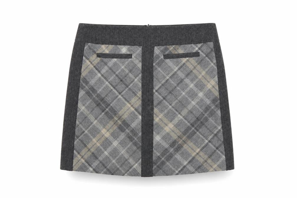 Autograph Women’s Grey Plaid Straight Pencil Skirt UK 12 Short
