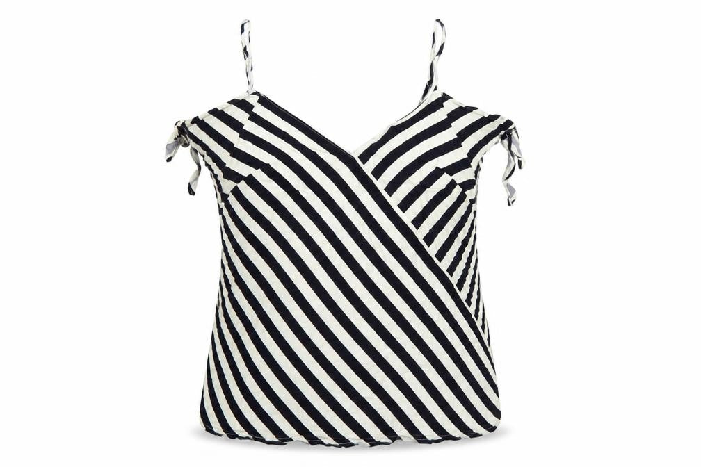 Oasis Women Black Ivory Striped Camisole Tank Top UK 18 V-Neck