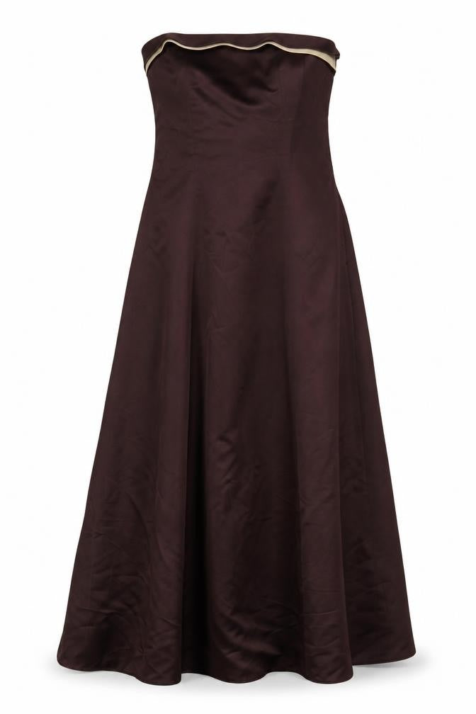 Alexia Designs Women Brown Size 18 Strapless Satin Ball Gown Dress