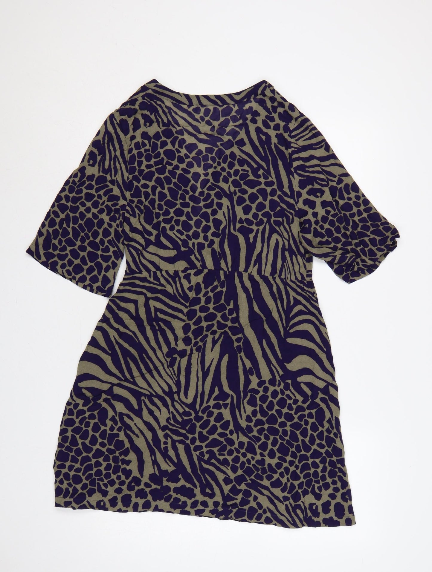 Karen Millen Women Green Purple Animal Print Wrap Dress UK 10