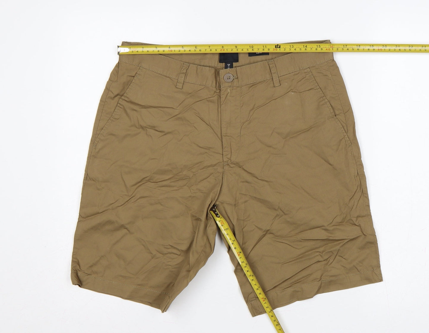 H&M Men’s Beige Slim Fit Chino Shorts W33 Cotton Stretch