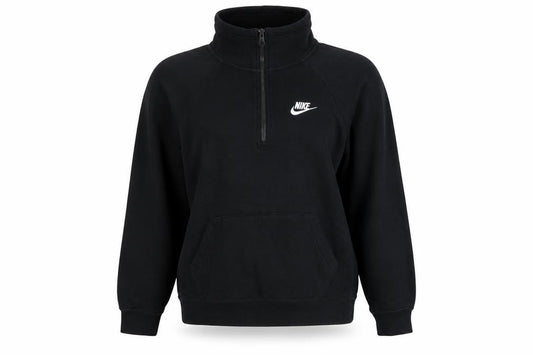 Nike Women Black Small 1/4 Zip Fleece Sweatshirt Logo Pocket