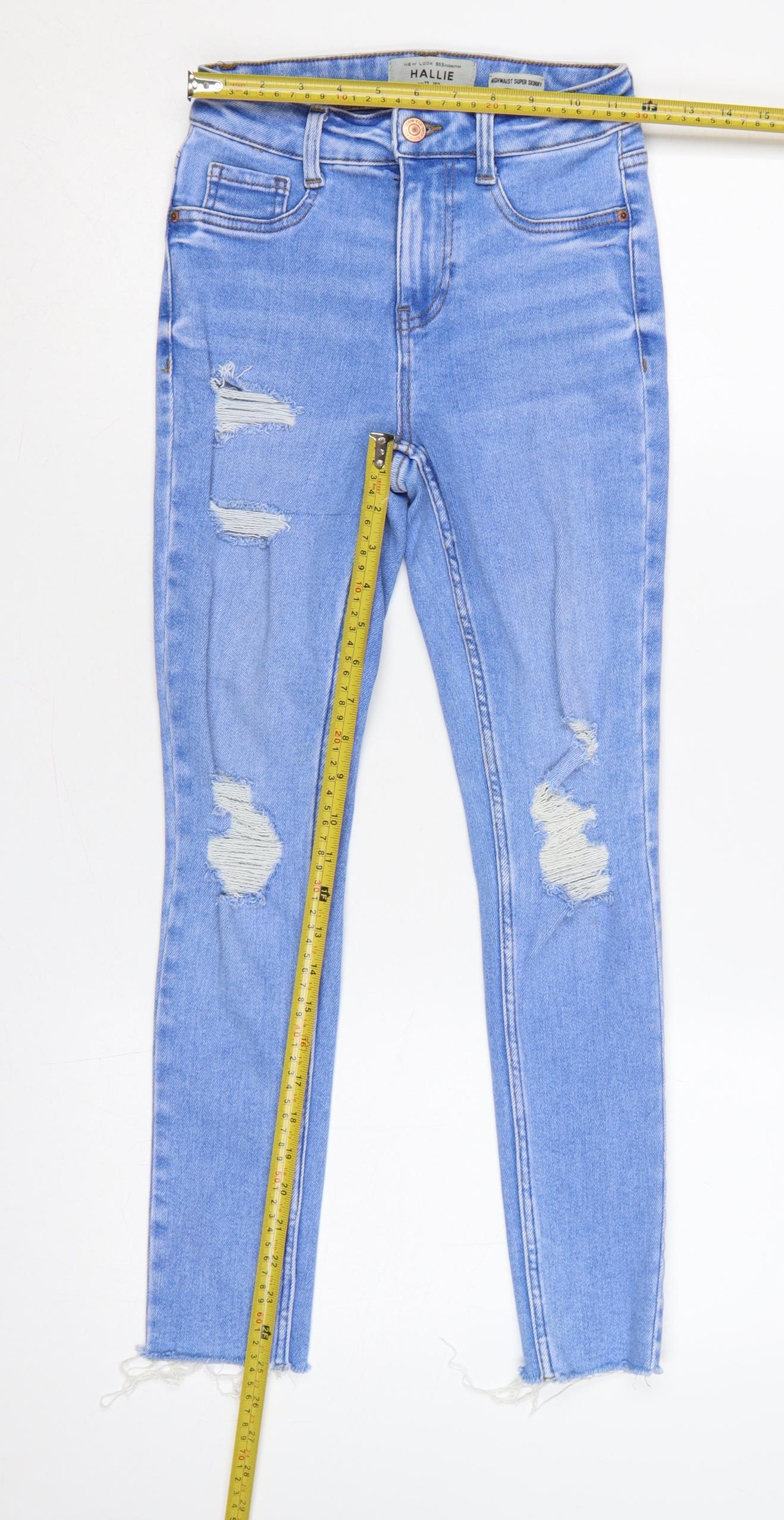 New Look 915 Girls Blue Age 12 High Waist Super Skinny Ripped Jeans